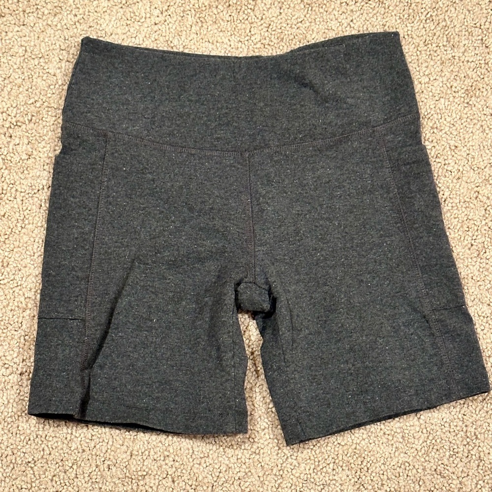 Gray athletic shorts with pockets